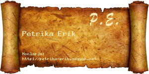 Petrika Erik névjegykártya